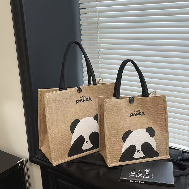 麻布手提袋帆布包包女手提包2026新款大容量通勤托特包单肩斜挎包