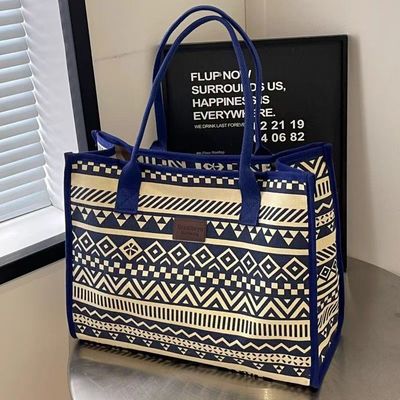 帆布包大容量女学生托特包网红洋气时尚印花单肩包手拎包通勤袋子