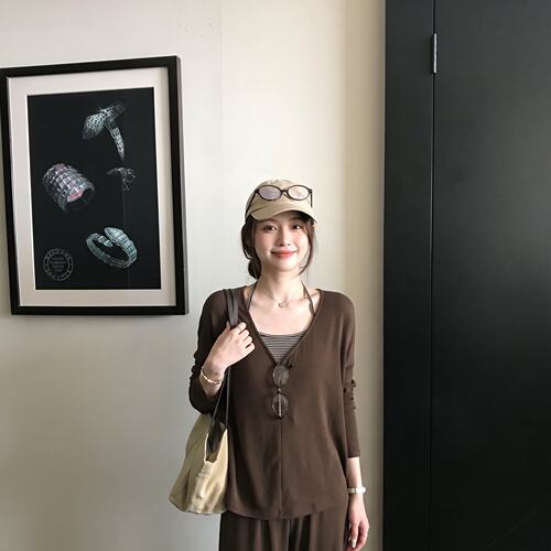 Skk Store Free散步系列 正反两穿长袖罩衫/背心/灯笼裤休闲套装