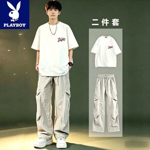 花花公子纯棉短袖t恤男生夏季