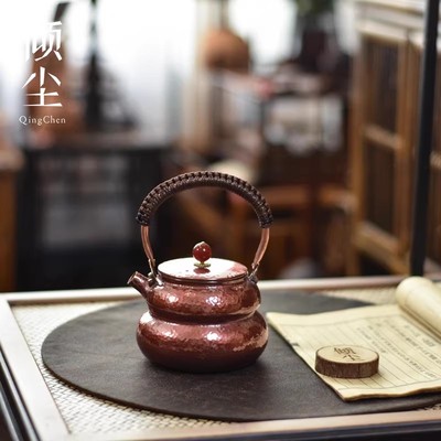 300cc葫芦形紫铜提梁壶 小泡壶 福禄纯铜壶泡茶壶煮茶壶单人小壶