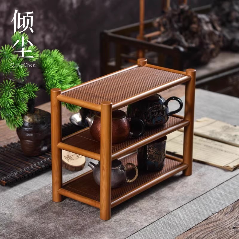 迷你素味小杯架中式小型博古架茶具收纳架桌面置物架子紫砂壶