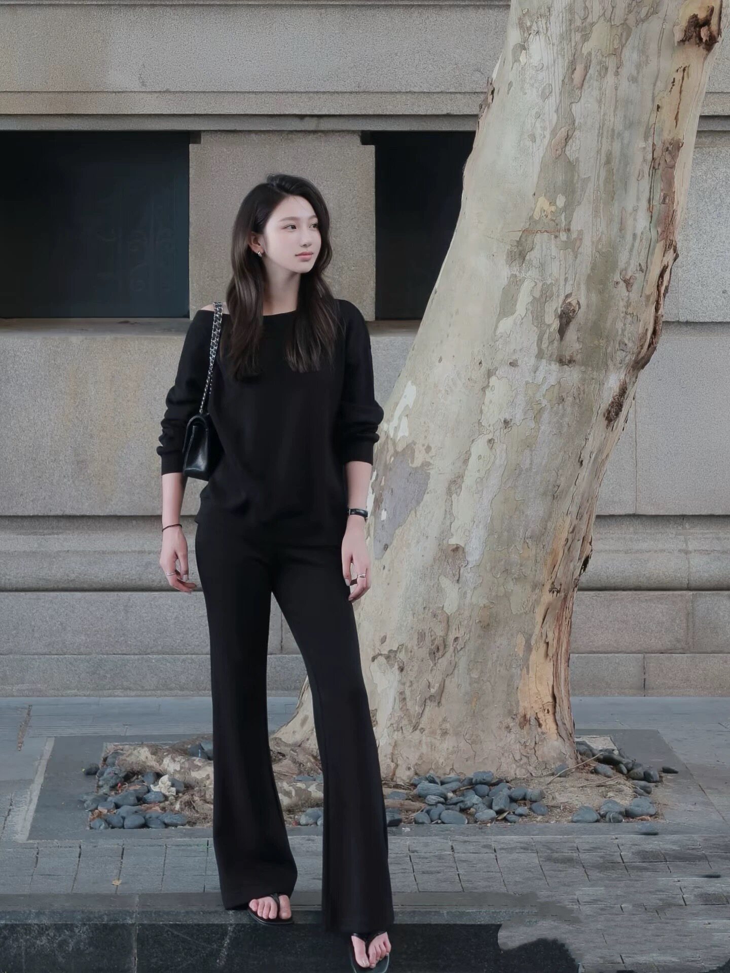 超模 喇叭裤 显瘦