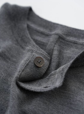 扬子纱 精纺桑蚕丝羊毛 亨利领 长袖针织衫 女 春款