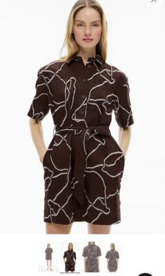 纯亚麻刺绣腰带连衣裙