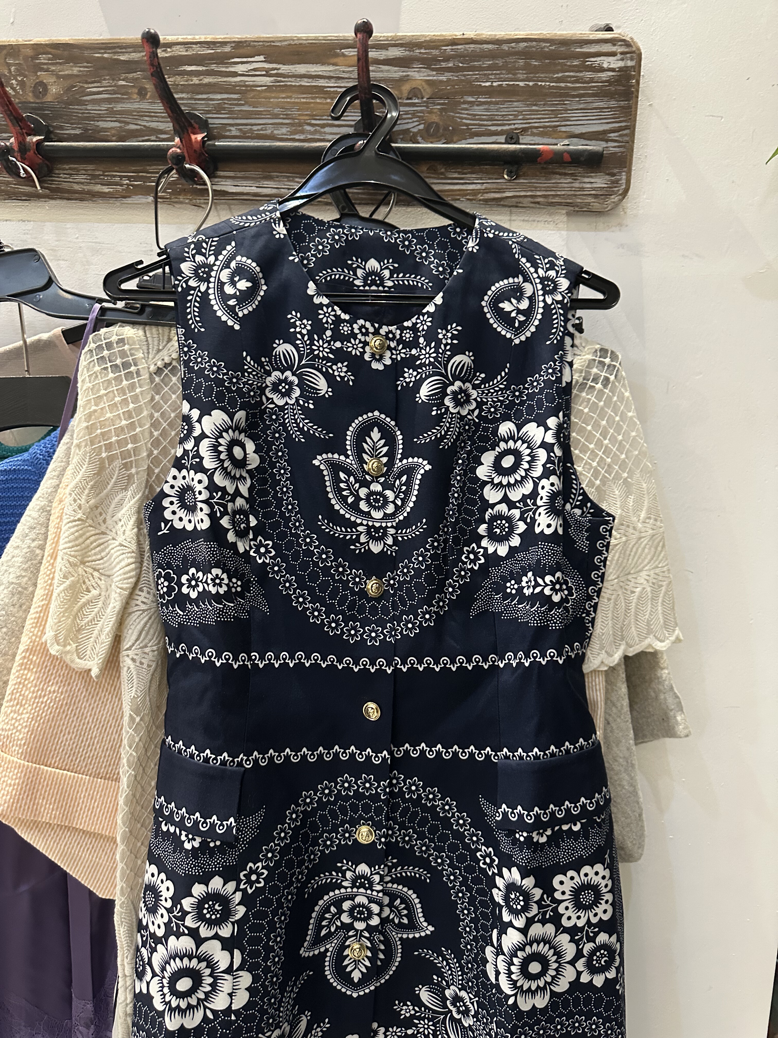 民族风大花印花无袖背心裙高腰短连衣裙