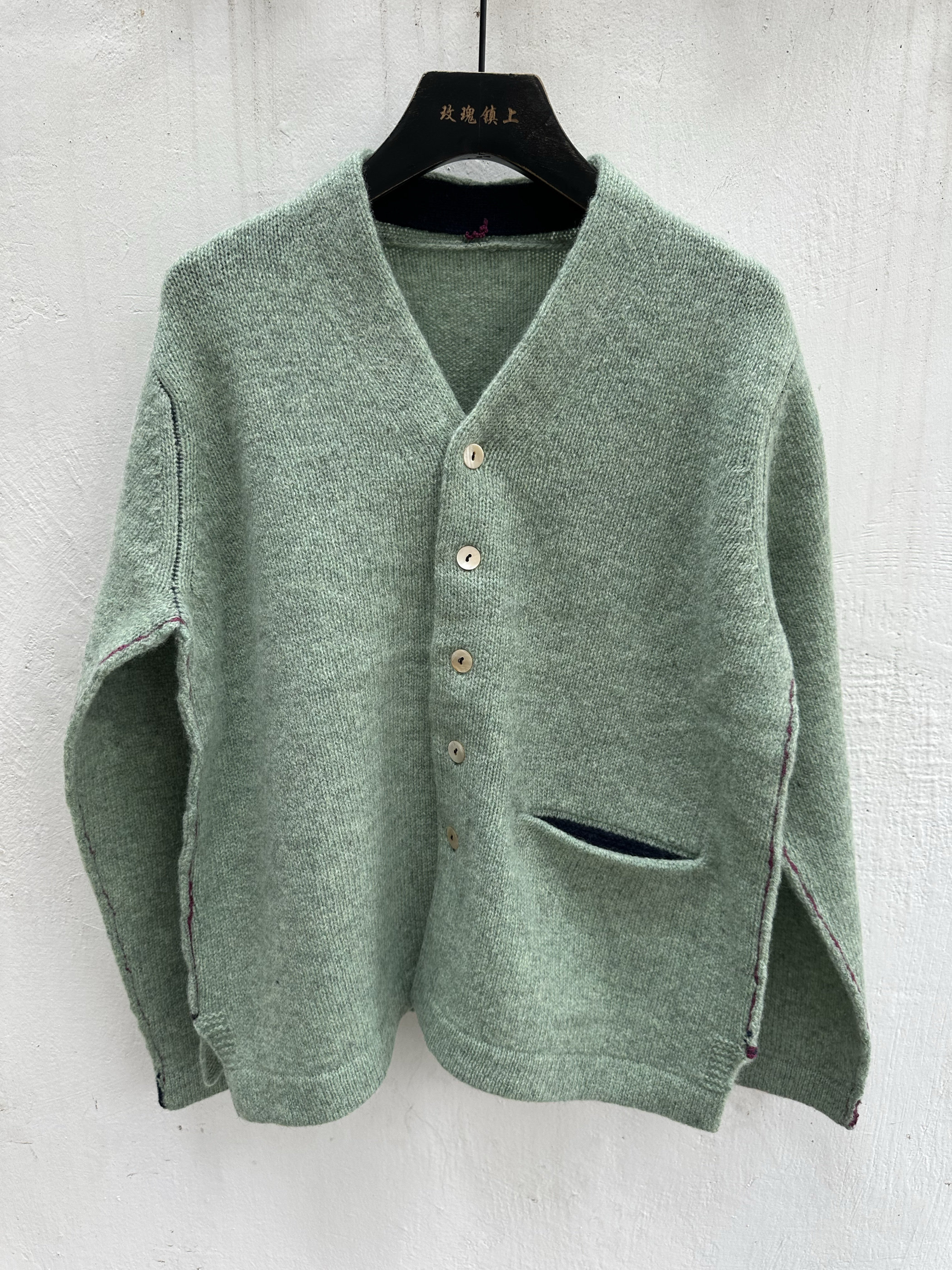 Rosatown｜毛衣 豆绿色 匠心工艺 开衫。羊毛