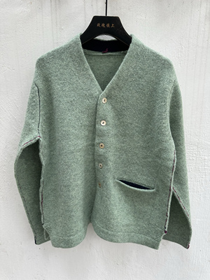 Rosatown｜毛衣 豆绿色 匠心工艺 开衫。羊毛