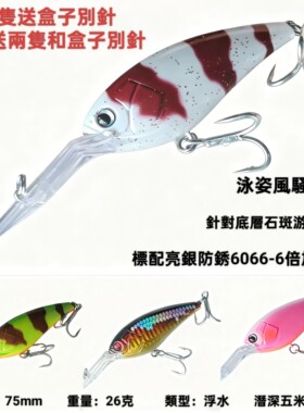 路亚石斑红友黑鲷远投摇滚小胖子26克深潜五米六倍钩大根路亚石斑