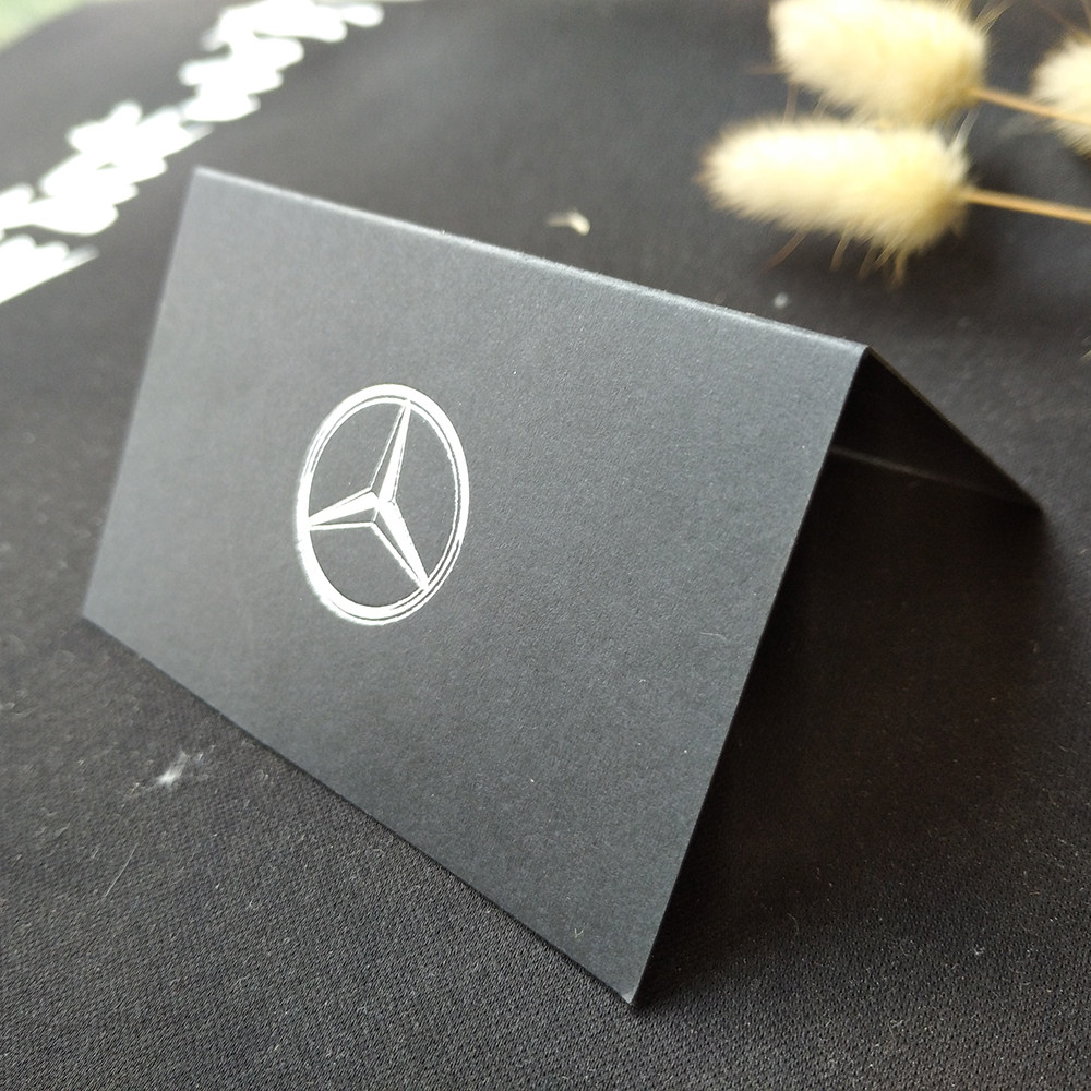 奔驰名片触感黑卡折叠服务公约烫印金银4s店标准版设计制作定制