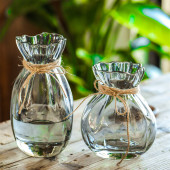 高级感轻奢风钱袋玻璃花瓶家居客厅装 饰水培鲜花绿植家居摆件民宿