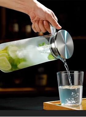 亚克力简约直式扎壶塑料果汁壶PC耐高温饮料冷凉水壶餐厅饭店