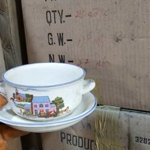 八十年代双耳陶瓷出口库存防烫