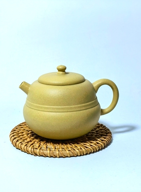 宜兴紫砂壶原矿本山绿泥135cc腰线葫芦壶独孔出水募古款小品中式