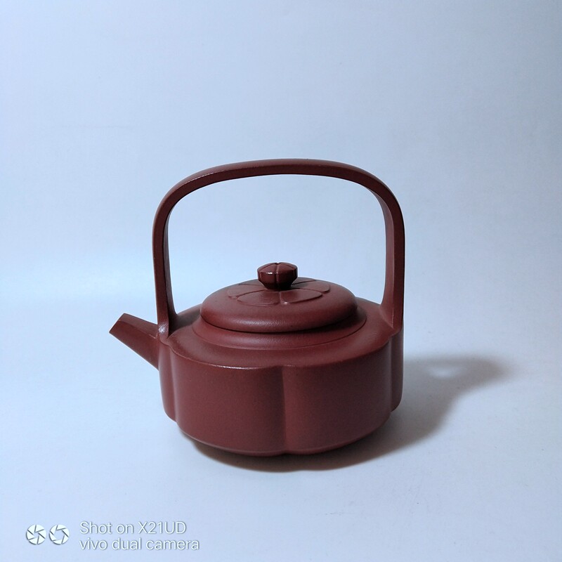 宜兴紫砂二厂八九十年代精品茶壶吴同芬早期作品290cc梅花提梁壶