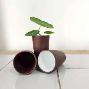 古朴禅宜兴紫砂黄龙山4号井老紫泥30cc可套叠闻香杯功夫茶具花插