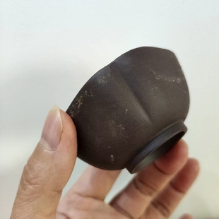 宜兴紫砂老库存45毫升内白釉四方抽角圆底功夫茶品茗小杯原矿紫泥