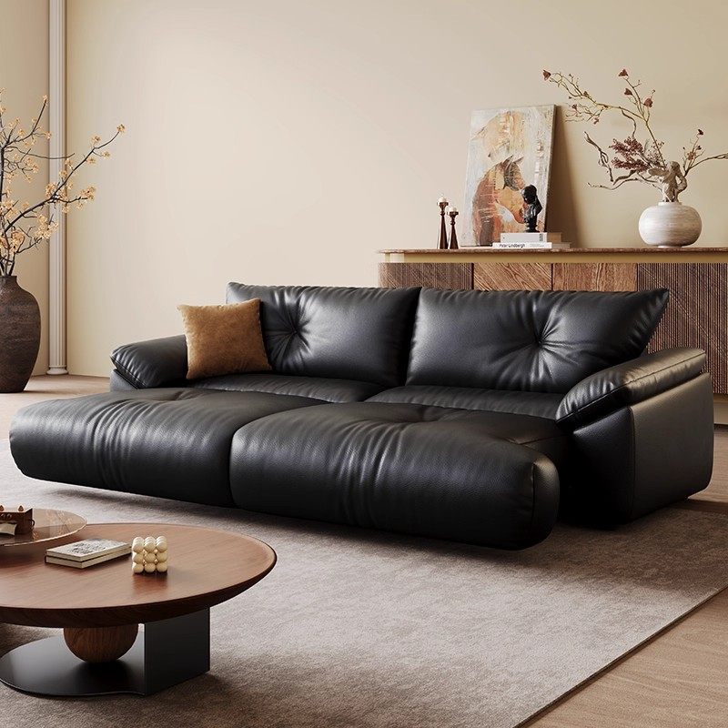 意式极简真皮沙发床小户型电动可调节伸缩功能直排大坐深懒人沙发