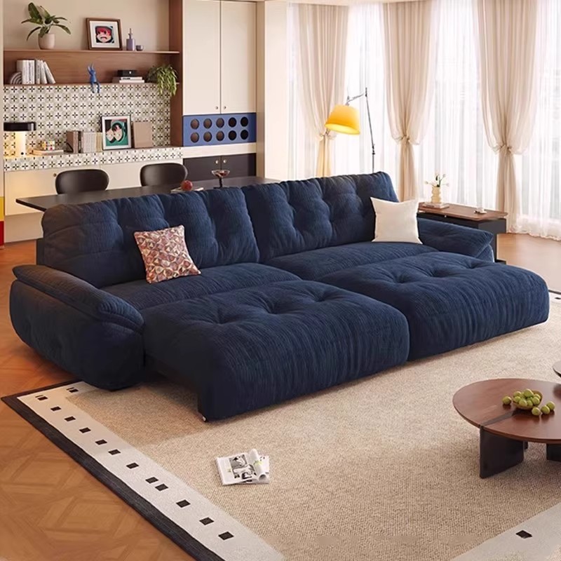 奶油风多功能伸缩电动沙发