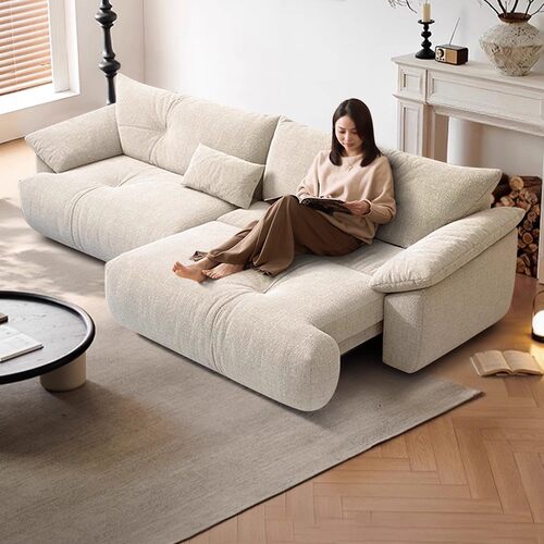 网红零靠墙法式奶油风电动沙发床