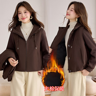 现货2026冬装时尚连帽棉衣套装马甲两件套休闲百搭保暖加厚棉服潮
