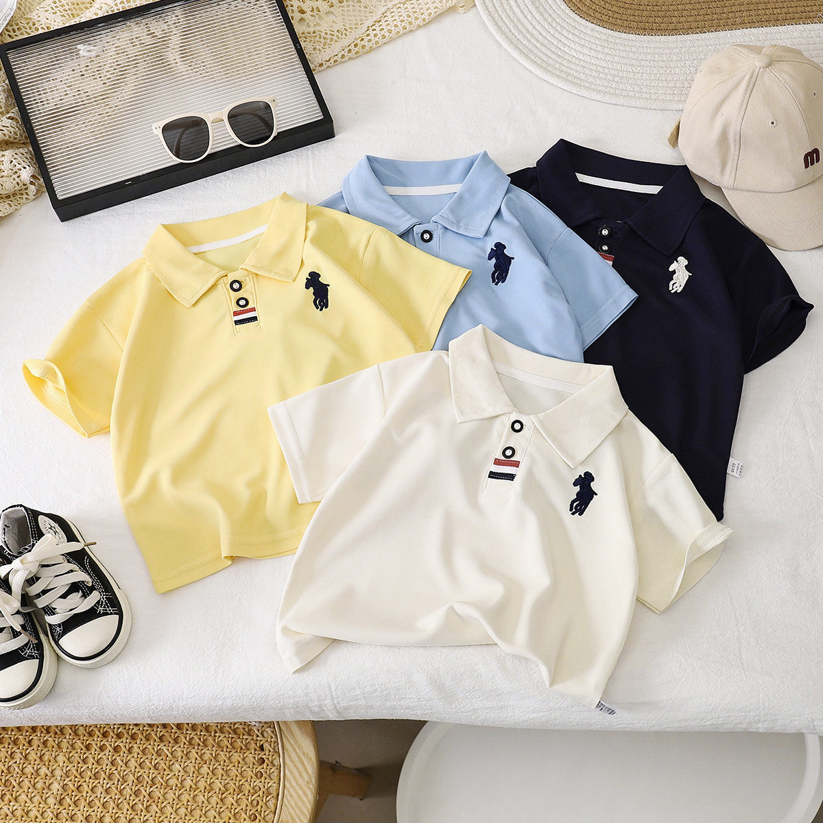 男童POLO衫夏装新款刺绣宝宝休闲翻领儿童短袖t恤2026夏款童装批
