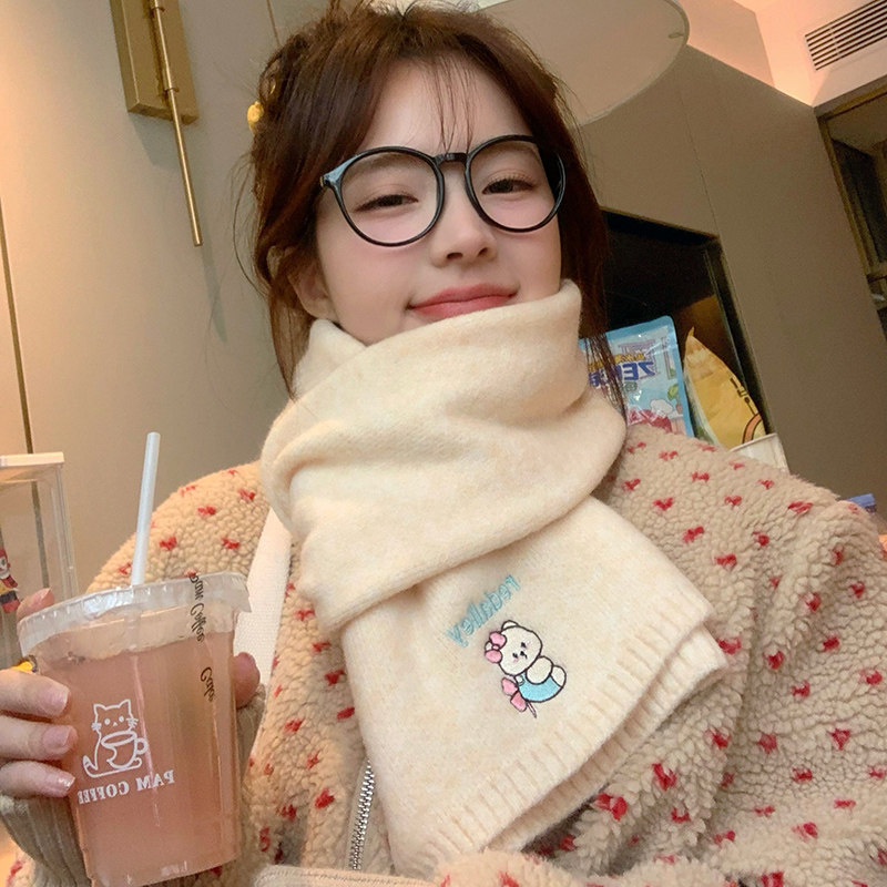 吴皮皮 定制奶萌猫含羊毛围巾女冬季韩系氛围感学生保暖刺绣围脖,服饰配件/皮带/帽子/围巾,围巾/丝巾/披肩,淘宝优惠券,粉丝福利购,淘宝优惠卷