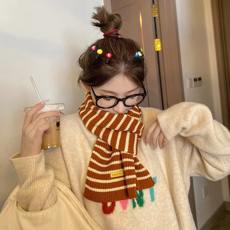 吴皮皮定制~韩代条纹小围巾女冬季韩版百搭可爱少女学生护颈围脖,服饰配件/皮带/帽子/围巾,围巾/丝巾/披肩,淘宝优惠券,粉丝福利购,淘宝优惠卷