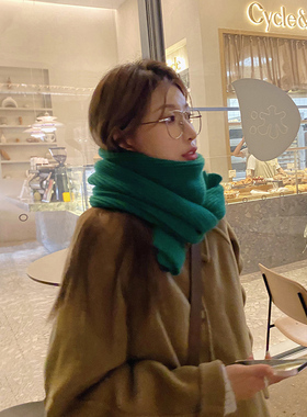 2025气质新款纯色围巾女秋冬季韩版百搭学生加厚保暖毛线围脖