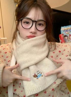 吴皮皮定制 新款腊肠狗含羊毛围巾女冬季韩系百搭氛围感护颈围脖
