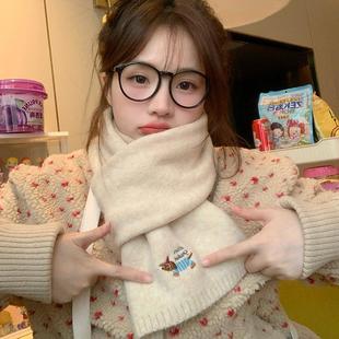 吴皮皮定制 新款腊肠狗含羊毛围巾女冬季韩系百搭氛围感护颈围脖