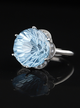 承悦托帕石戒指天空蓝纯银