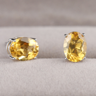 承悦 简约黄水晶耳钉 彩色宝石耳饰 纯银蚊香盘耳夹 无痛不掉