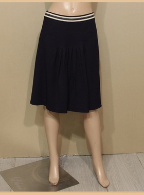 品牌样衣女装依兰藏蓝色棉质半身裙春秋款中裙淑女高雅超值特惠