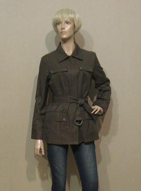 女装迪妮DBNI墨绿色长袖休闲百搭风衣外套低价销售