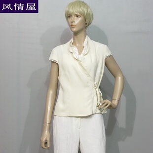 桑蚕丝 精品女装依兰ELANIE 米白色真丝衬衫 开衫 专柜货品