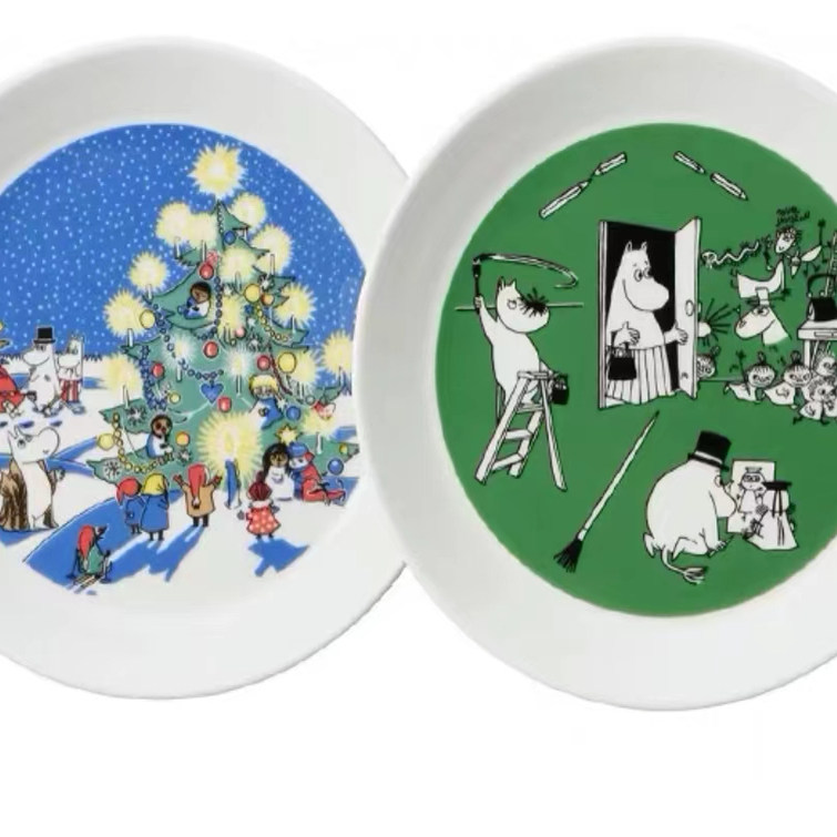 (上海仓现货) Moomin Arabia 姆明收藏盘 圣诞庆典系列两件装