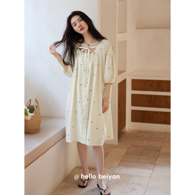 莫代尔棉短袖睡衣女夏季大码睡裙