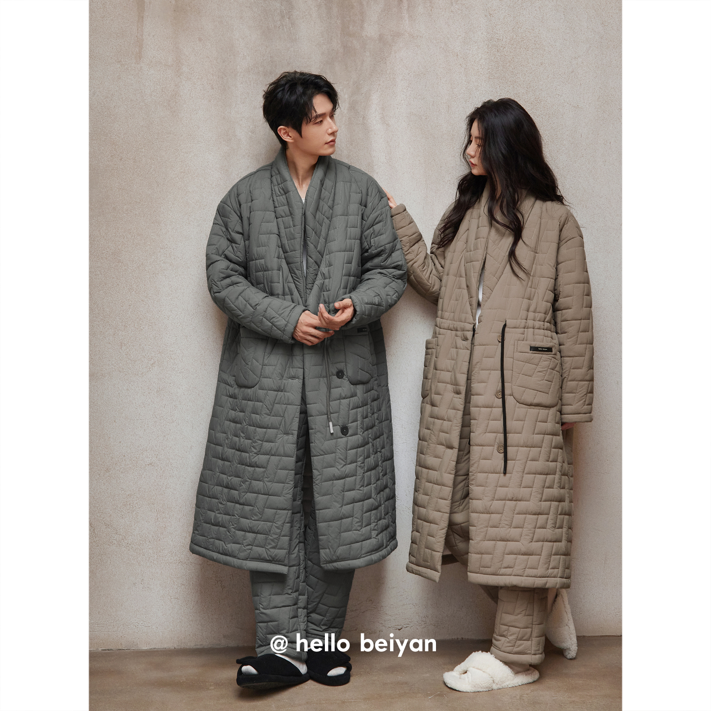 保暖加绒夹棉睡衣冬情侣睡袍套装