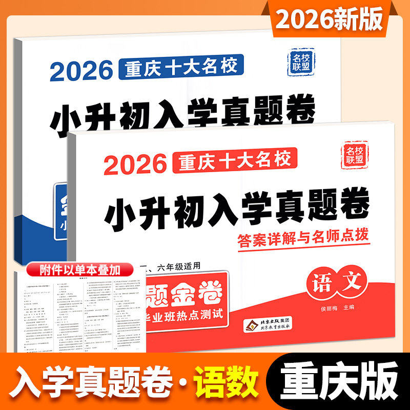 2026重庆十大名校小升初入学真题卷小学毕业升学考试真题详解语文数学小升初真题卷四五六年级重点中学招生分班真题必刷试卷