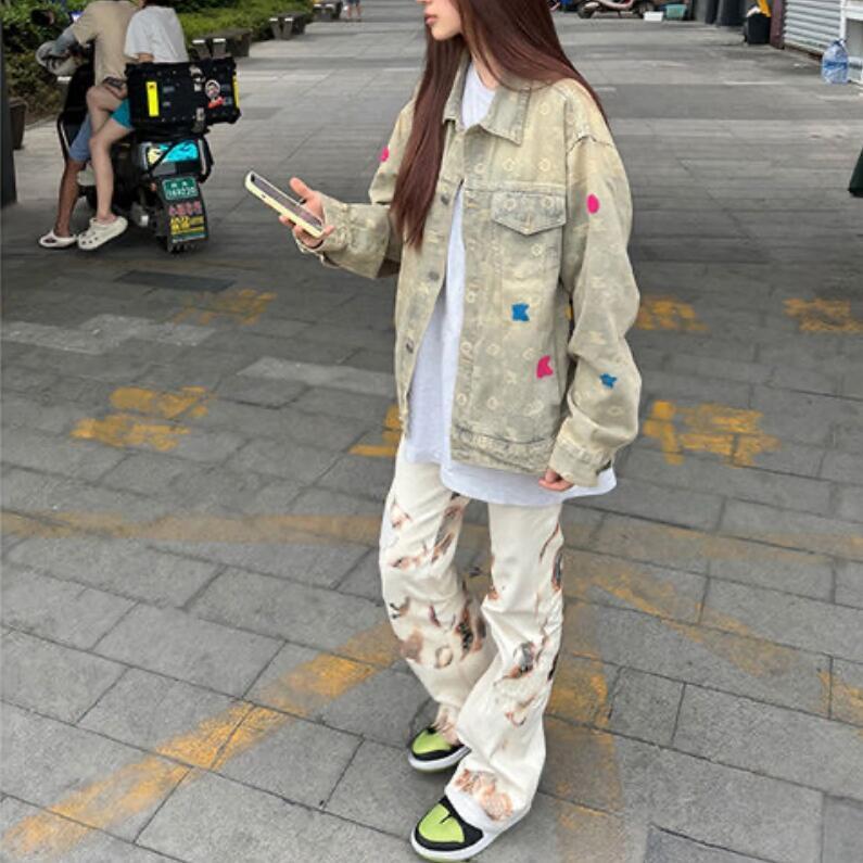 独特设计男女同款牛仔外套宽松翻领潮流美式复古oversize高街帅气