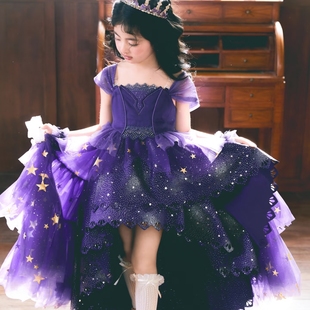 2025新品儿童摄影星之海与梦紫色礼服十二月暖暖十岁生日公主裙