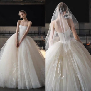 高定新娘婚纱 《云边蔷薇》森系主纱户外草坪婚礼影楼拍照纱裙