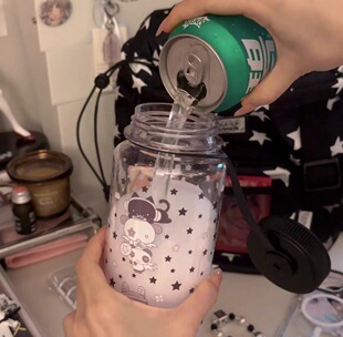 人类咸果酱原创设计可爱插画师大容量星星水杯户外运动水壶1000ml