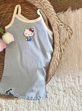 女宝夏日透气KT猫吊带女童连衣裙