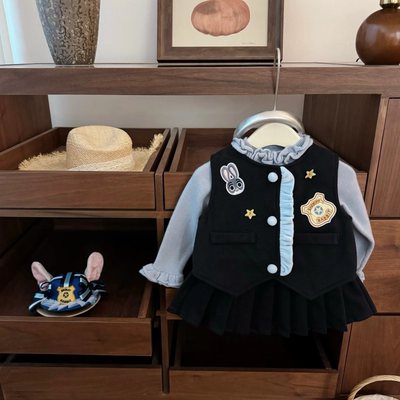 兔子警官冬日背心裙子保暖三件套