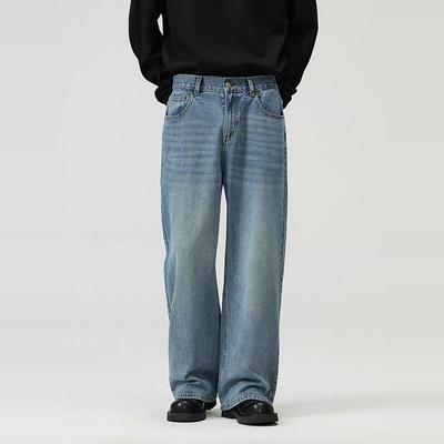 south life 秋季复古cleanfit直筒宽松水洗牛仔裤休闲裤男