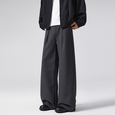 south life秋冬款老钱风A字型褶皱毛呢西裤男女高级感百搭通勤