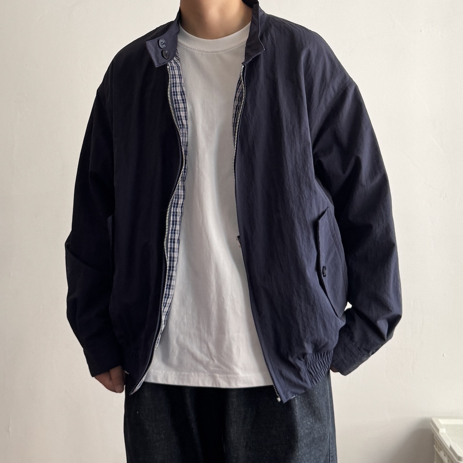 south life秋季日系短款宽松cleafit两面穿格纹夹克外套潮流男女