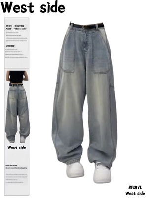 大码胖mm复古美式牛仔裤女夏季